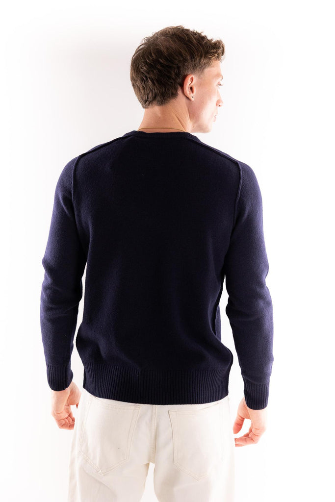 Maglia girocollo in lana blu A040 BLU PAOLO PECORA 