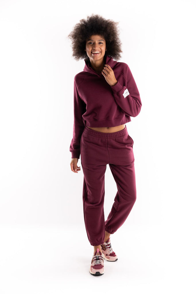 Felpa cappuccio crop con manica raglan bordeaux HMABW01958 RS02BORDEAUX HINNOMINATE 