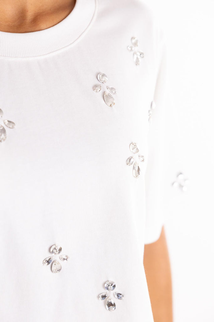 T-shirt over bianca con strass BUW25508 155BIANCA BRAND UNIQUE 