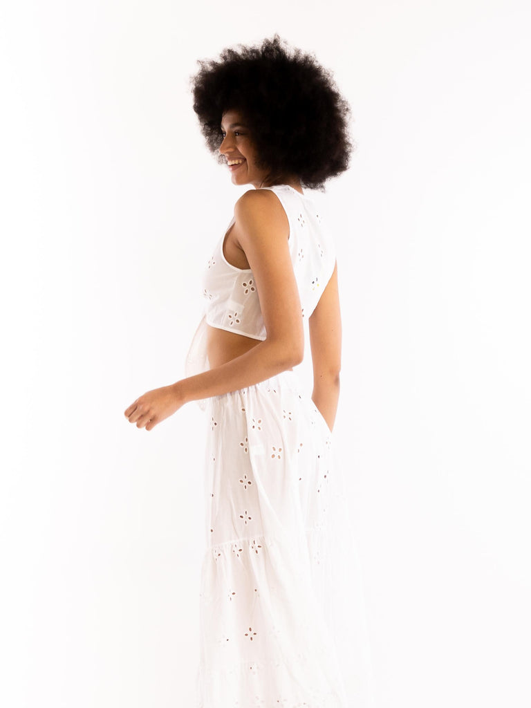 Gonna lunga sangallo bianca FGCW3846 BIANCO 4 GIVENESS 