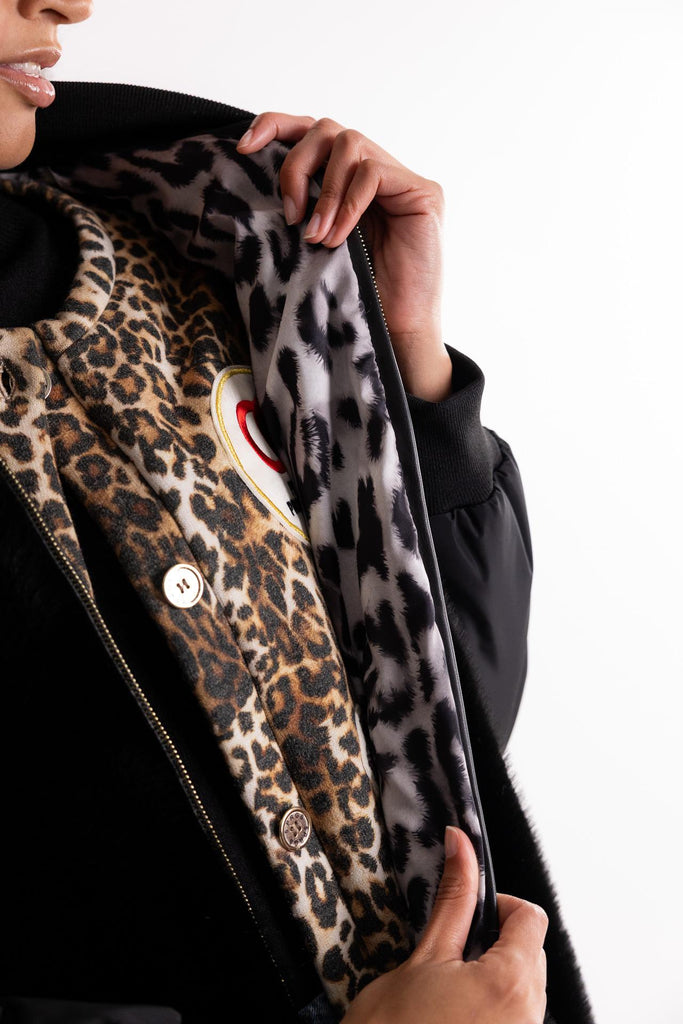 bomber lungo in eco-pelliccia e nylon VOG NERO ANY 