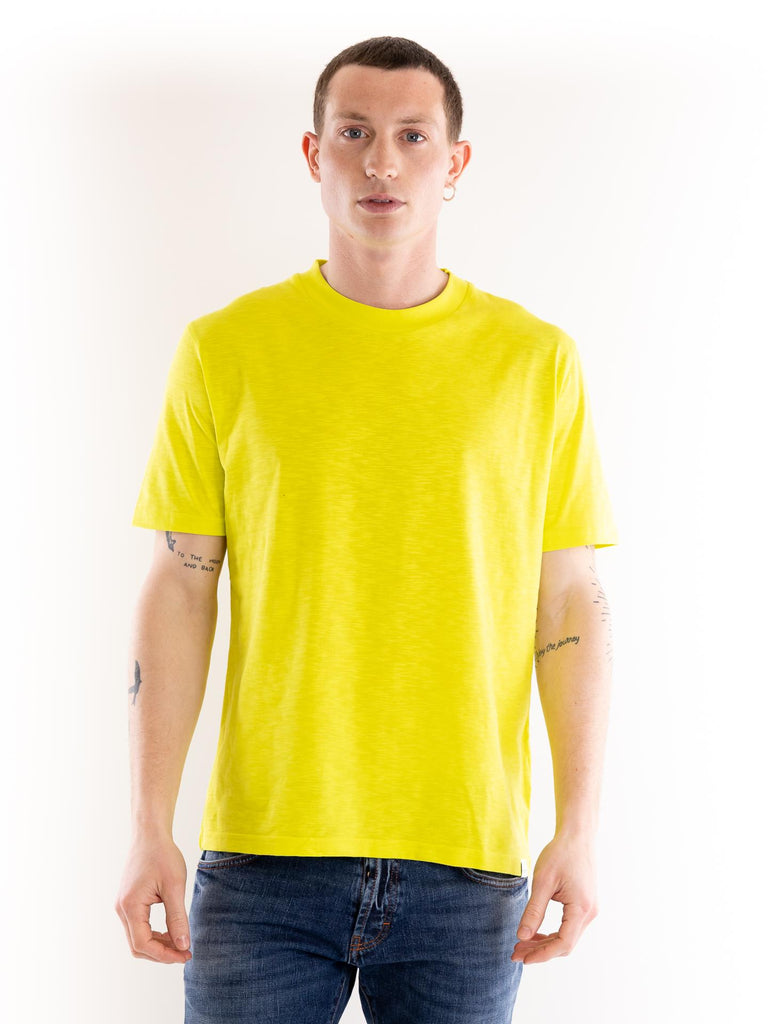 T-shirt uomo cotone fiammato giallo acido F012 40123207 PAOLO PECORA 