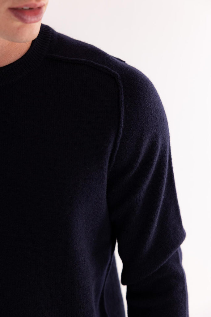 Maglia girocollo in lana blu A040 BLU PAOLO PECORA 