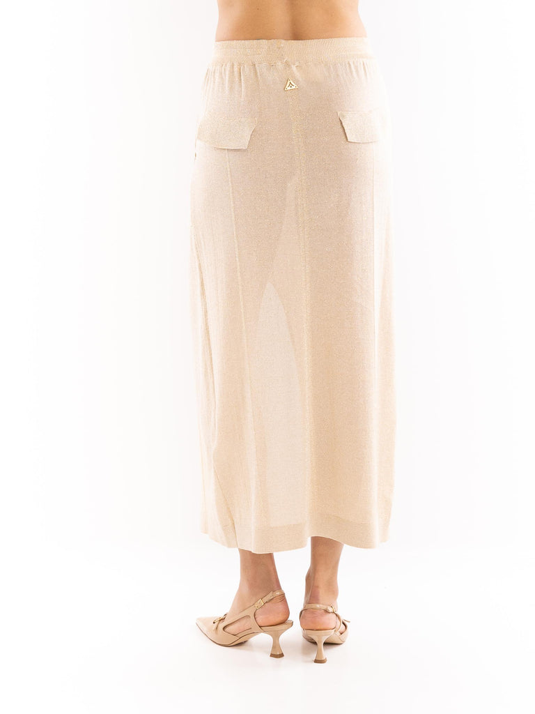 Gonna lunga donna vanisè lurex beige GOKD09084 BEIGE AKEP 