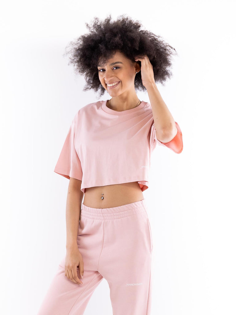 T-shirt crop mezza manica cipria HMABW01407 PTTS0037RO44 HINNOMINATE 
