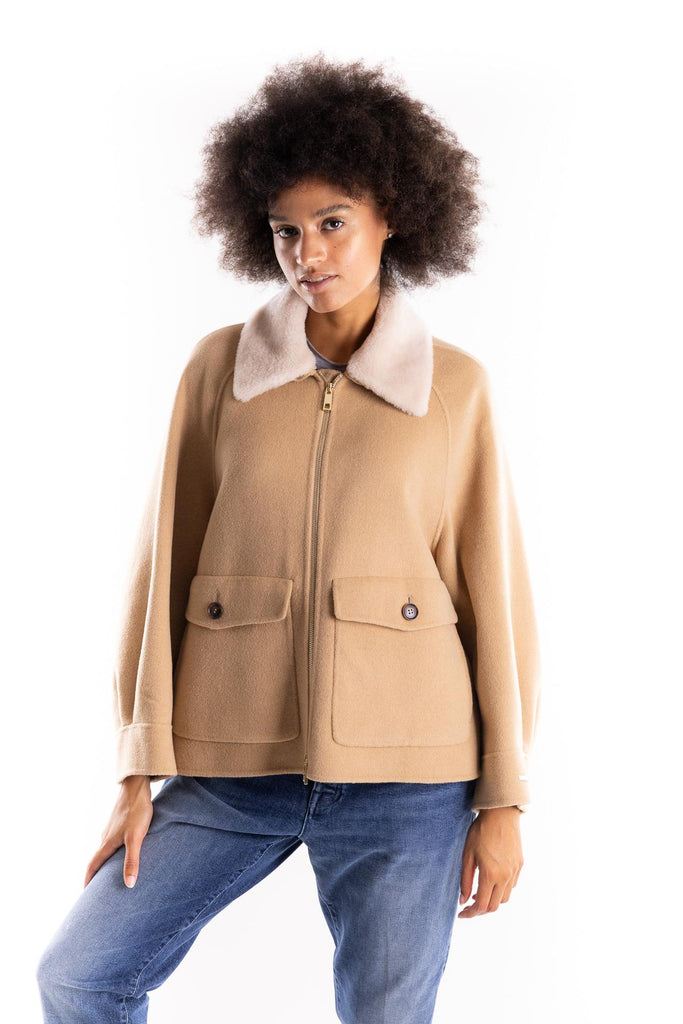 Giaccone Gettone in double di misto lana color beige 2523086011200 001BEIGE MARELLA 