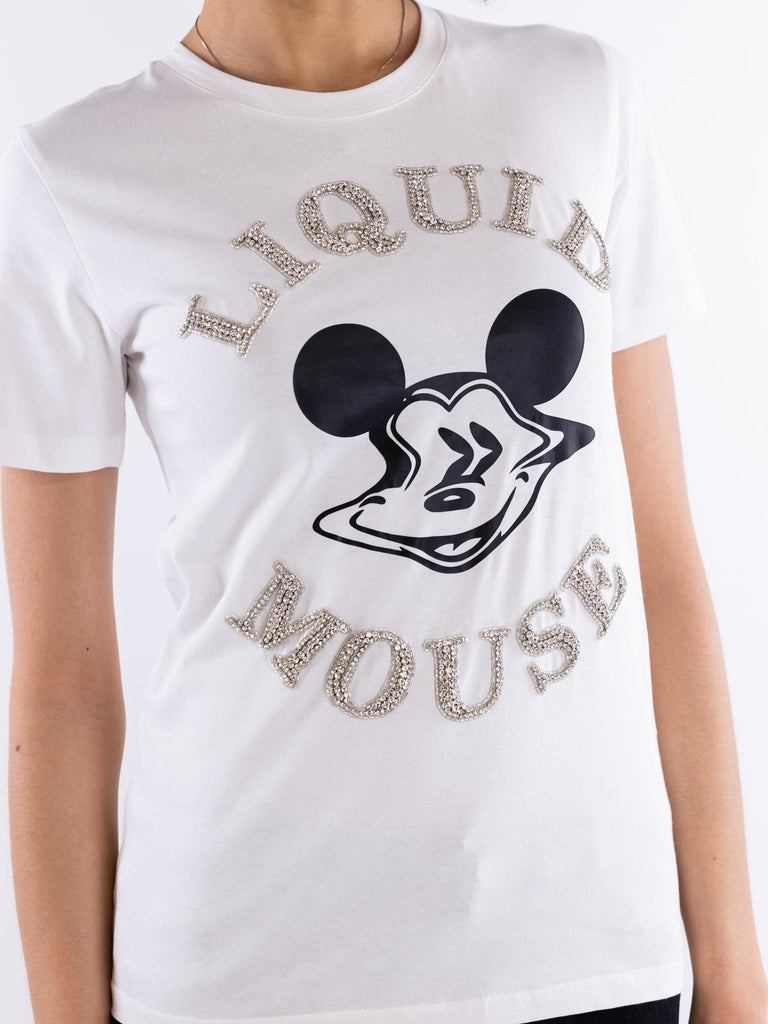 T-shirt donna  liquid mouse bianca BUS25505 155 BRAND UNIQUE 