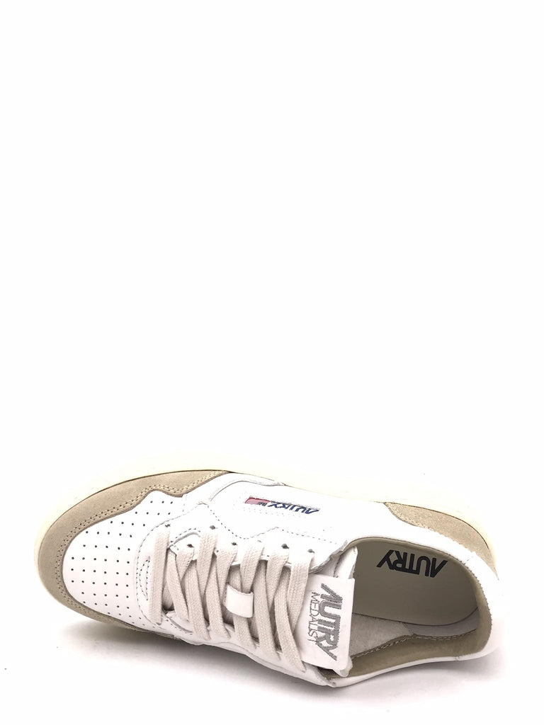 Sneakers medalist low in pelle bianca e suede sponge AULW-GS44 BIANCO/BEIGE AUTRY 