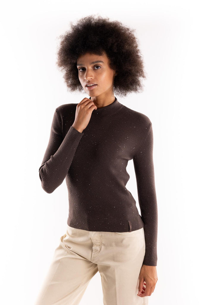 Maglia lupetto a costine con strass moro HMABW02325 MA03TESTA DI MORO HINNOMINATE 