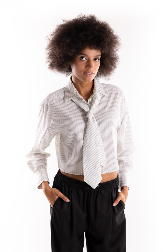 Camicia crop Duke bianca 2523116151200 003BIANCA MARELLA 
