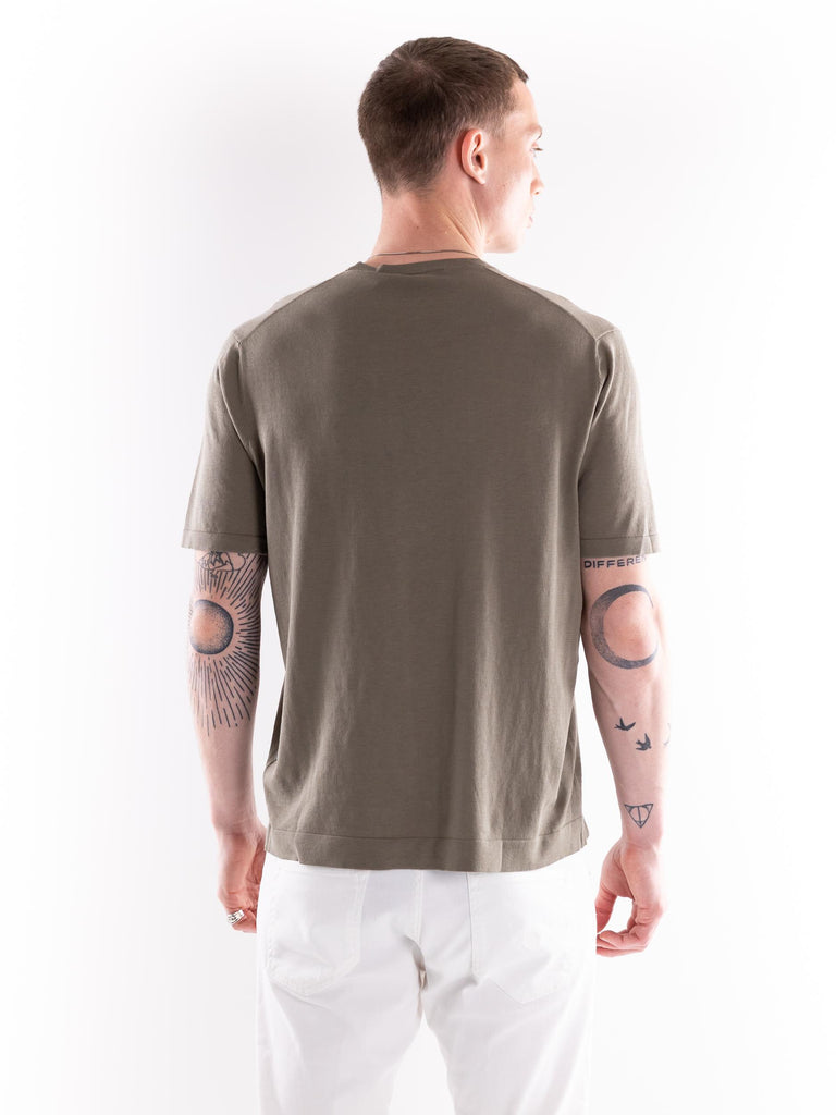 Maglia girocollo uomo Aka in filo verde militare