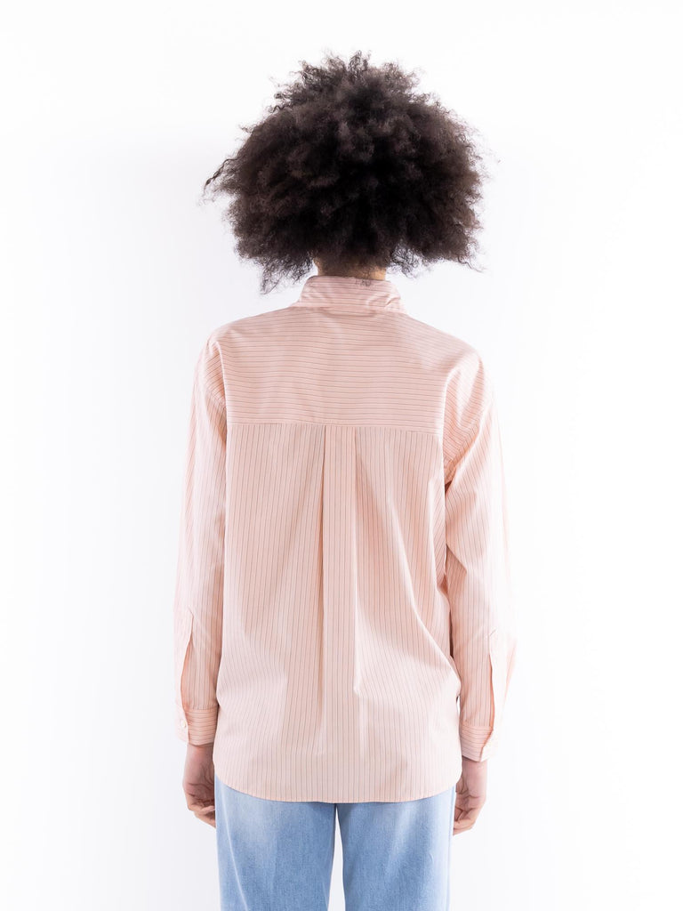 Camicia Bridport oversize in popeline a righe rosa-marrone 104026 A2FHNL1 PINKO 