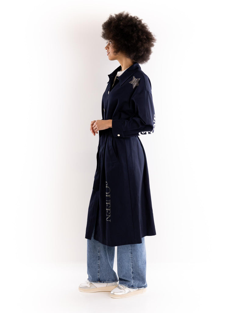 Trench donna fake blu BUS25114 BLU BRAND UNIQUE 