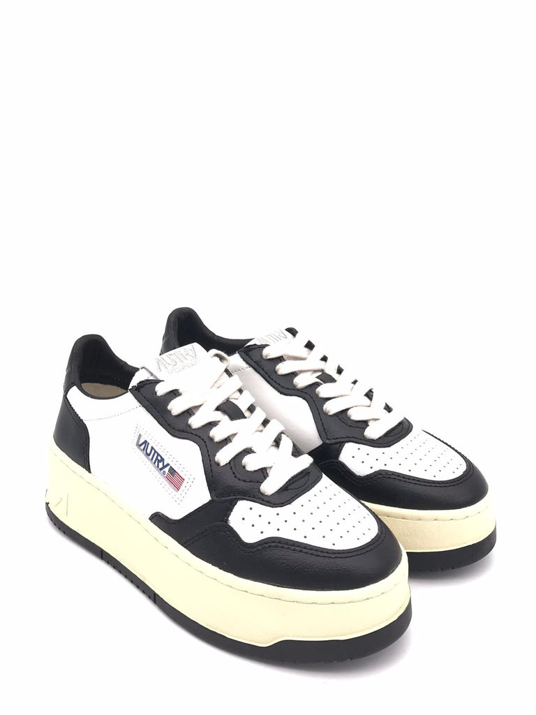 Sneakers medalist platform in pelle nera e bianca PTLW-WB01 NERO/BIANCO AUTRY 