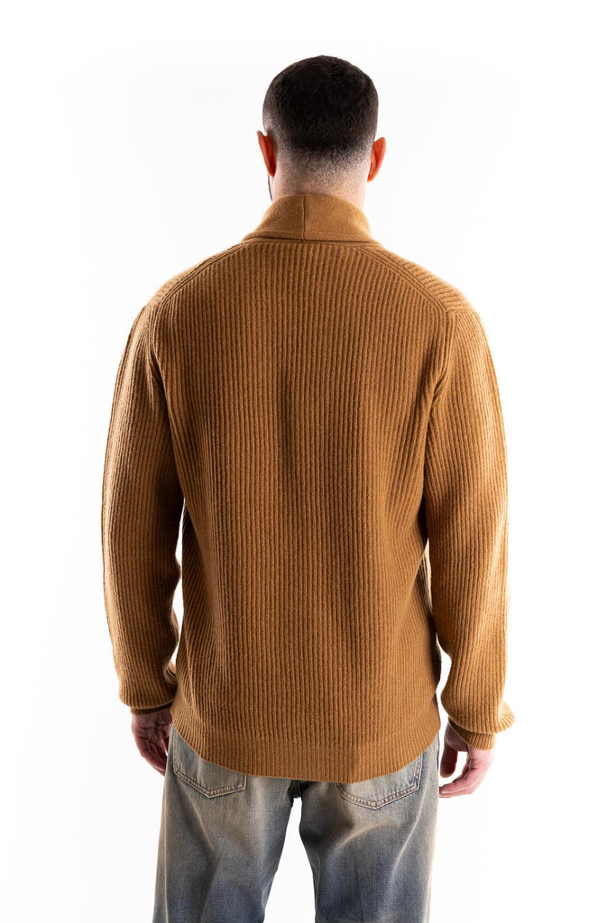 Cardigan in lana con lavorazione costa inglese color cammello W5U210 CAMMELLO THE EDITOR 