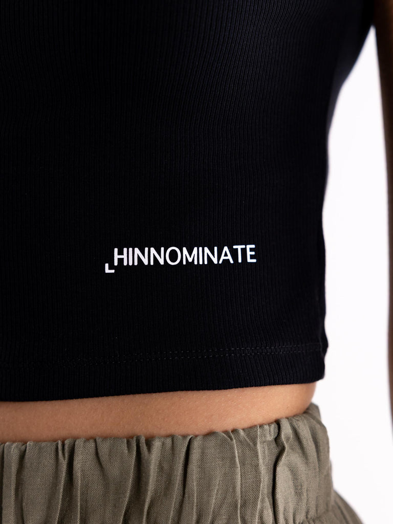 T-shirt crop mezza manica nera HMABW01631 PTTA0006NE01 HINNOMINATE 
