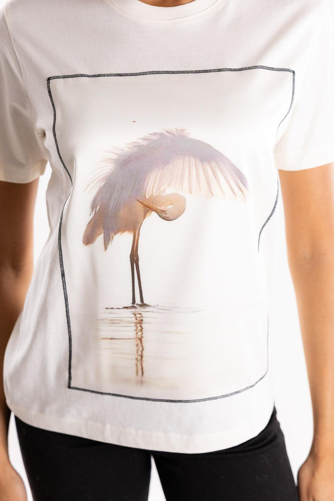 T-shirt in cotone beige con stampa inchino ORGA BEIGE BASTILLE 