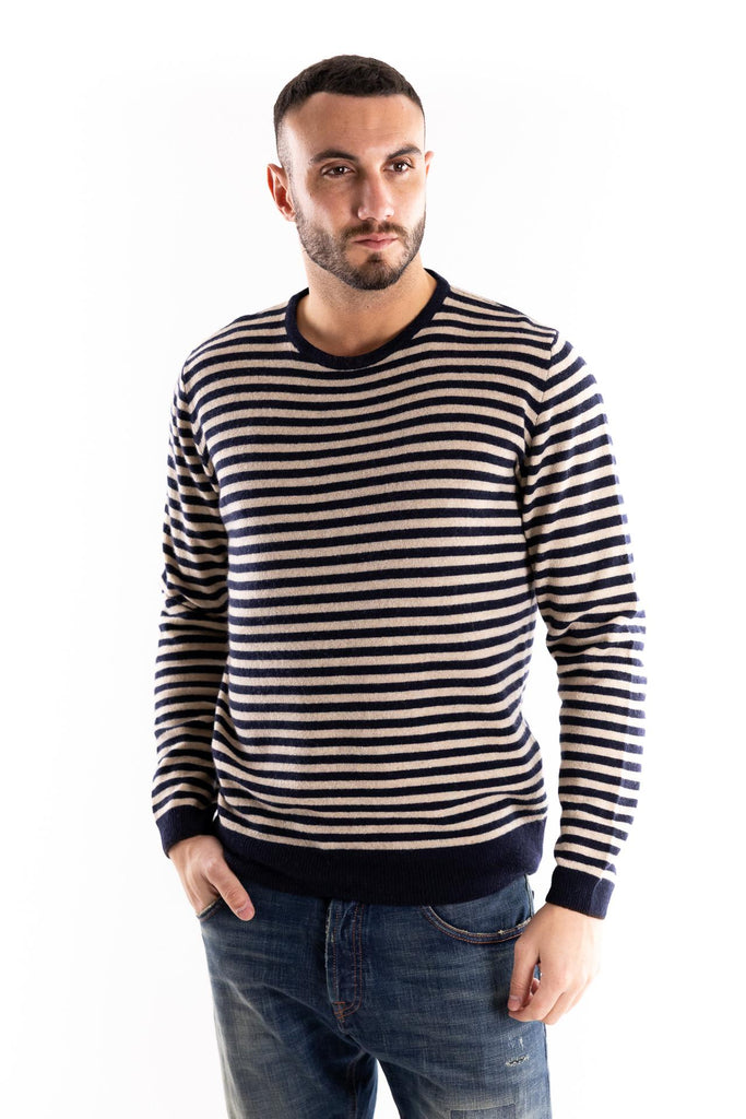 Maglia girocollo stripes panna-blu FW250161 PANNA-BLU IN THE BOX 