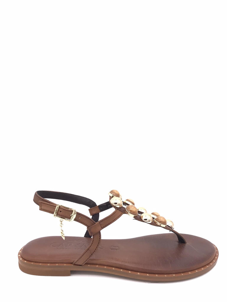 Sandalo infradito marrone con pietre 62040 MARRONE CARYATIS 