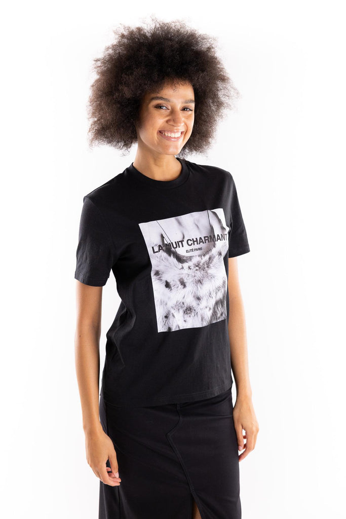 T-shirt in cotone con stampa nuit TSBAS 938NERO ELITE' 