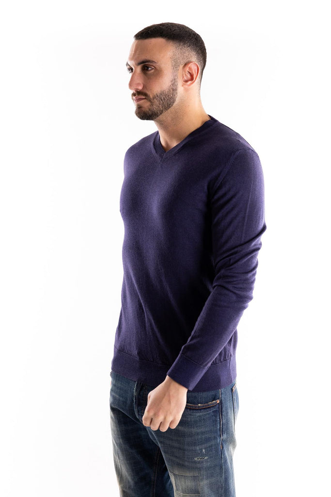 Maglia scollo a v in lana blu scuro F2W4CT00M023 BLU SCURO OUTFIT 
