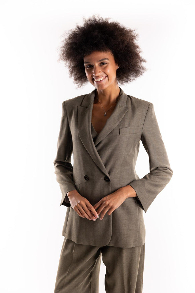 Blazer Kriss doppiopetto in saglia fluida verde 2523046121200 002VERDE MARELLA 