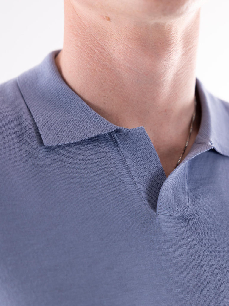 Maglia Polo uomo Nosaka in filo azzurra acqua