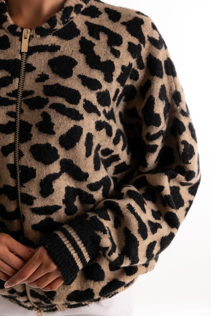 Maglione bomber maculato cammello-nero GBKD11007 MACULATO AKEP 