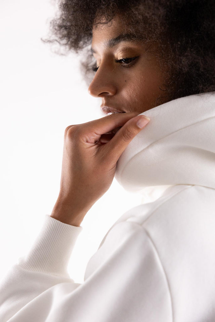 Felpa con cappuccio con stampa saudi bianca HOODIE/WOMAN BIANCA BASTILLE 