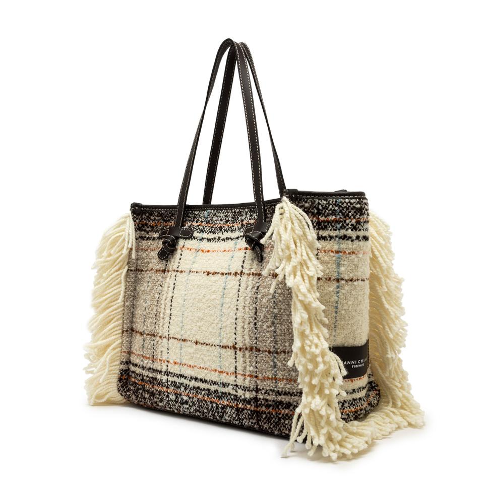 Borsa Marcella in lana tartan moro BS12100 HUGTESTA DI MORO GIANNI CHIARINI 