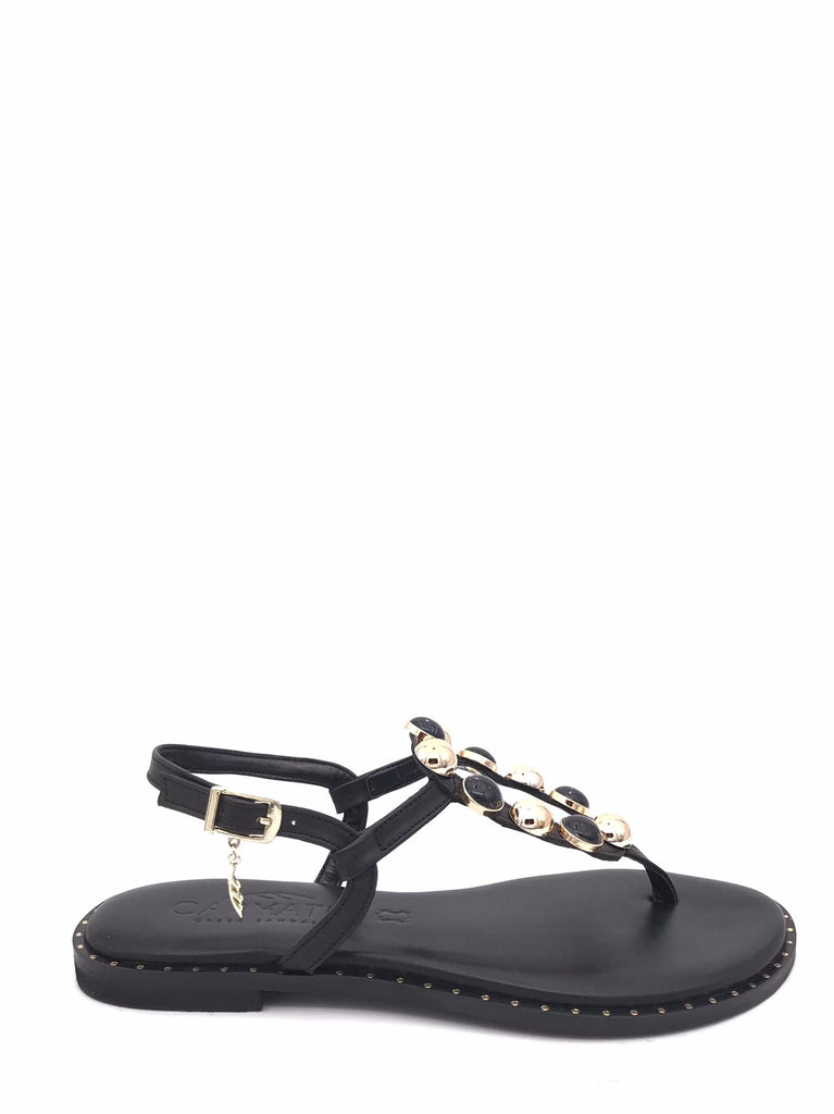 Sandalo infradito nero con pietre 62040 NERO CARYATIS 