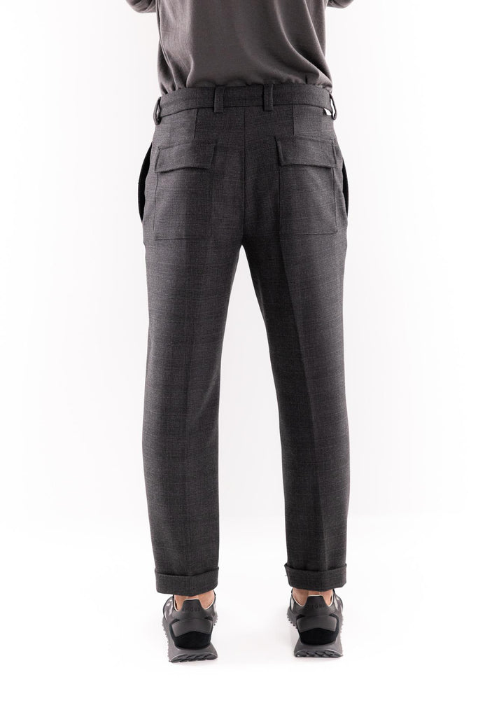 Pantalone in tessuto con quadro fondo grigio B063 3086GRIGIO PAOLO PECORA 