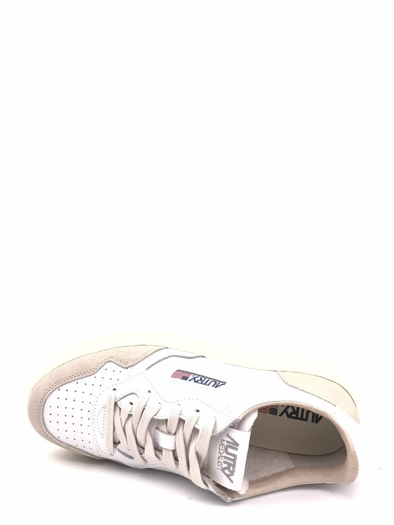 Sneakers medalist low in pelle bianca e suede beige UULM-LS33 BIANCO/BEIGE AUTRY 