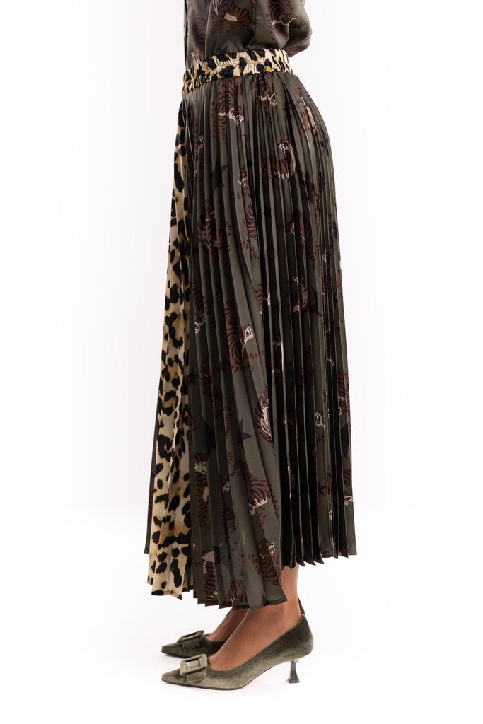 Gonna plissettata tiger print militare 15034 MILITARE 5 PROGRESS 