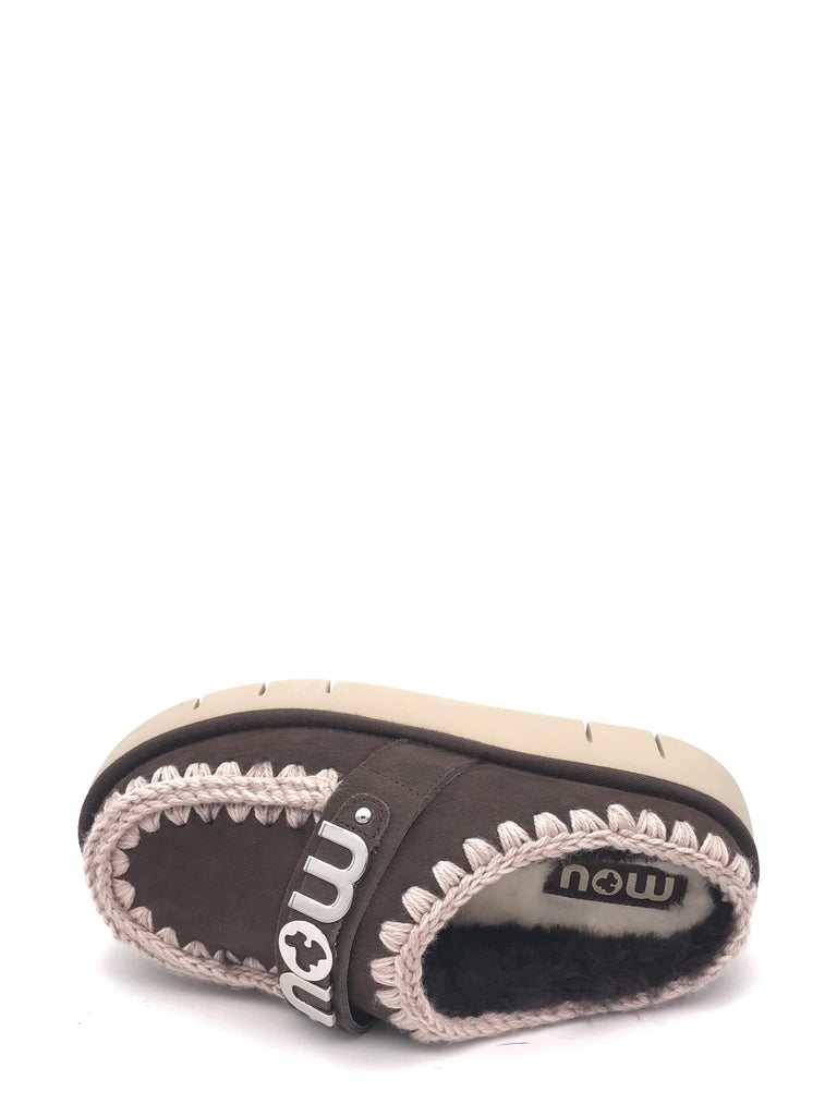 Ciabatta bounce clog metal logo marrone FW531001A CIOCCOLATO MOU 