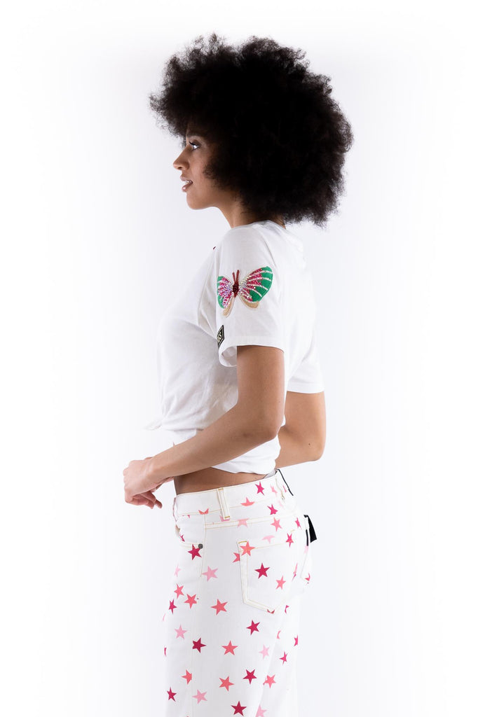 T-shirt donna crop patch bianca 14165 BIANCO 5 PROGRESS 