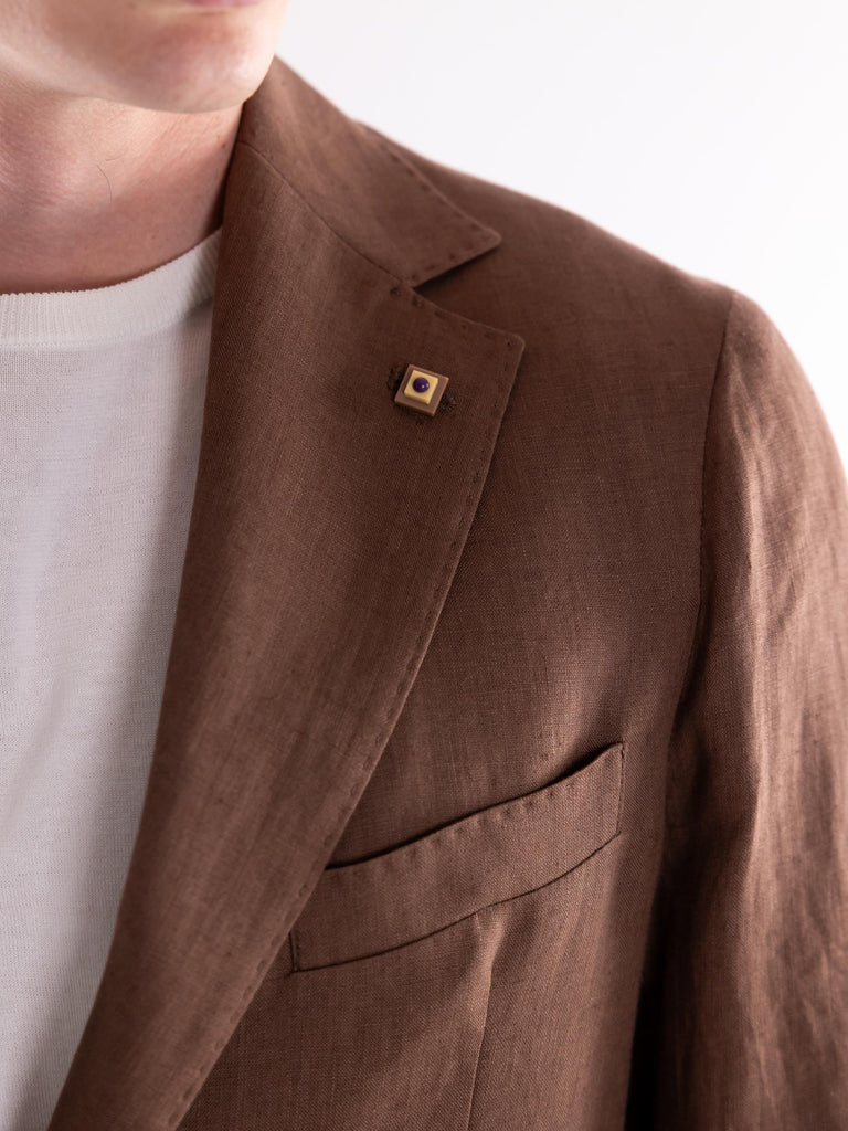 Giacca uomo Il buon vino in lino marrone OF1S2S4G001 MARRONE OUTFIT 