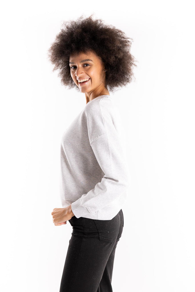 Felpa crop in cotone grigio melange SWCRO 914GRIGIO CHIARO ELITE' 