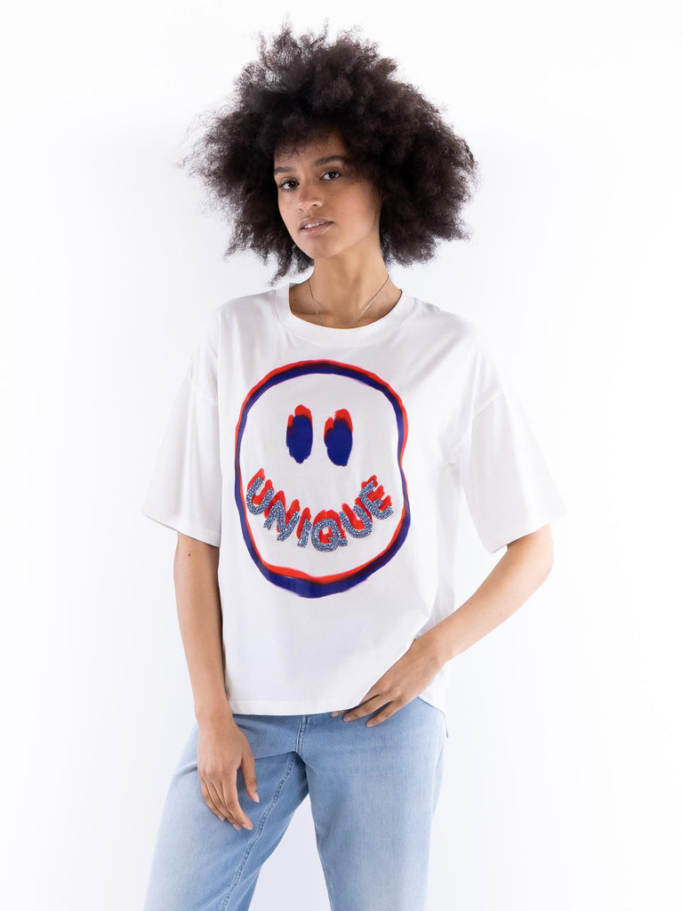 T-shirt donna smile bianca BUS25504 155 BRAND UNIQUE 