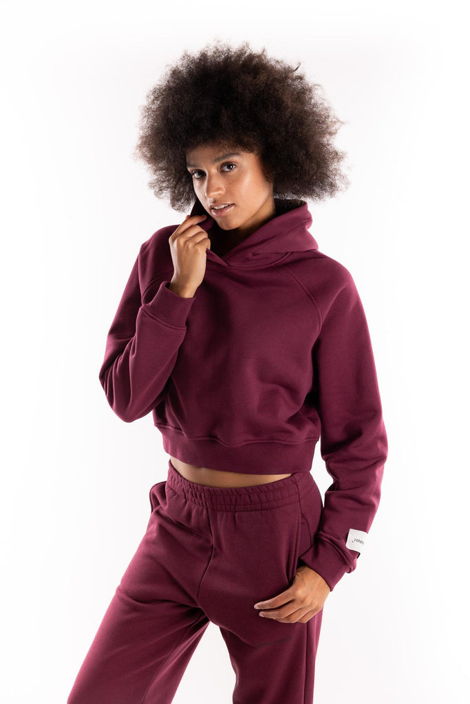 Felpa cappuccio crop con manica raglan bordeaux HMABW01958 RS02BORDEAUX HINNOMINATE 