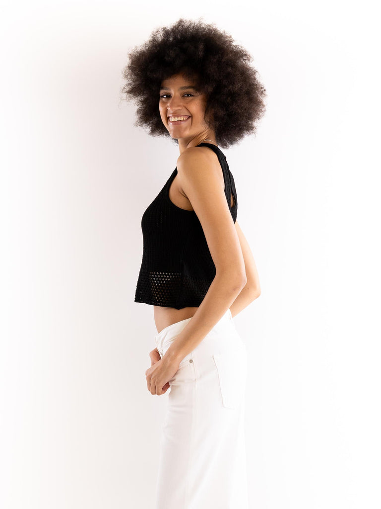 Top canotta in punto pizzo nero CNKD09091 NERO AKEP 