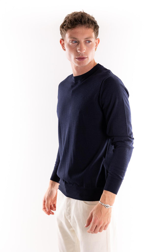 Maglia girocollo finezza 16 blu A001 BLU PAOLO PECORA 