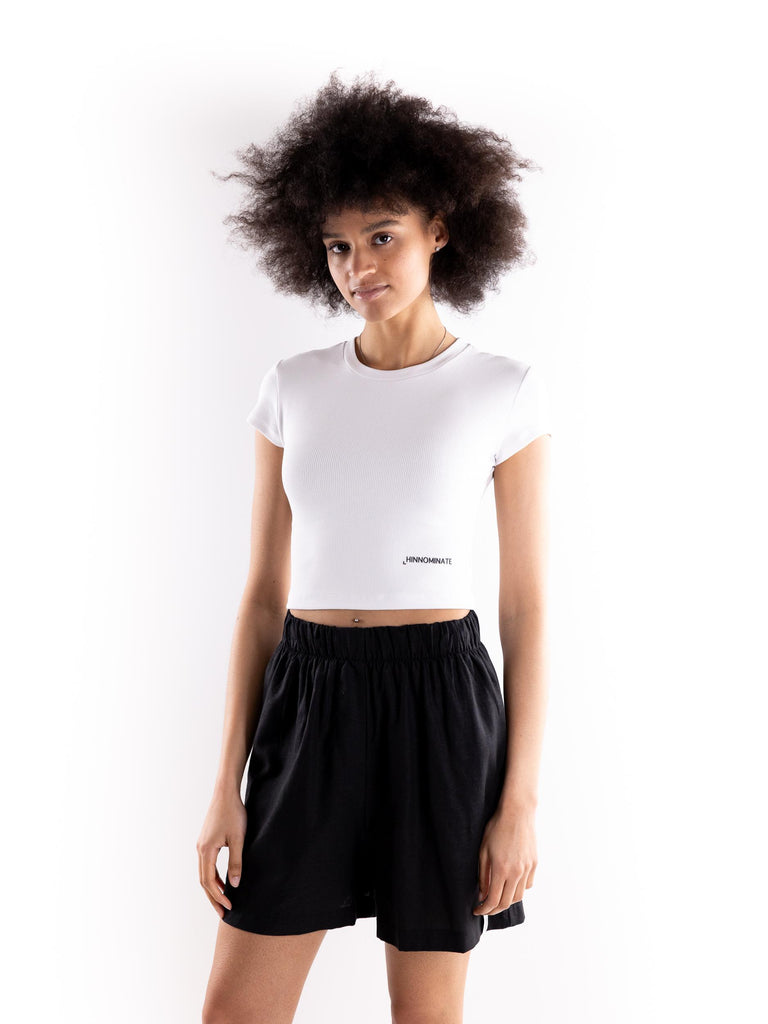 T-shirt crop mezza manica bianca HMABW01631 PTTA0006BI01 HINNOMINATE 