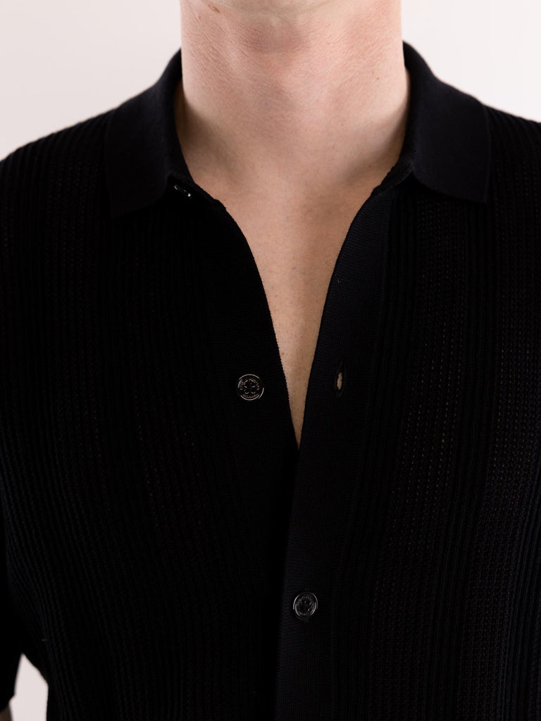 Camicia-maglia uomo  lavorata nera A042 F3009000 PAOLO PECORA 