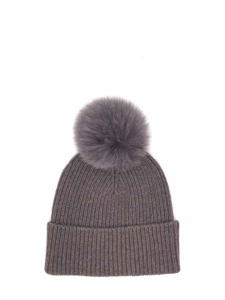 Berretto in maglia marrone con pon pon F1 MARRONE FRAME 