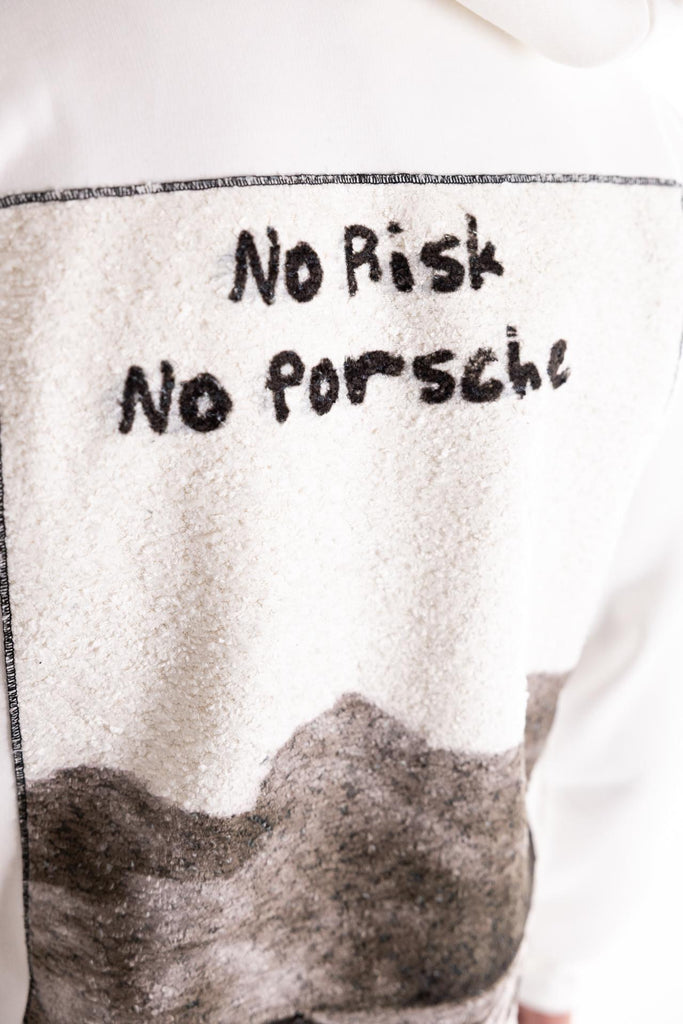 Felpa uomo in cotone con stampa NO RISK sulla schiena HOODIE NO RISKBIANCA BASTILLE 
