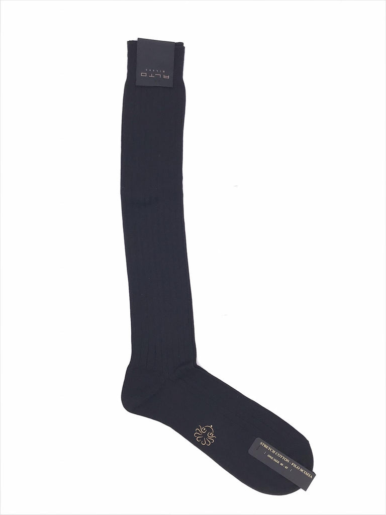 Calzini lunghi filoscozia a coste nero AM0211UL 021NERO ALTO MILANO 