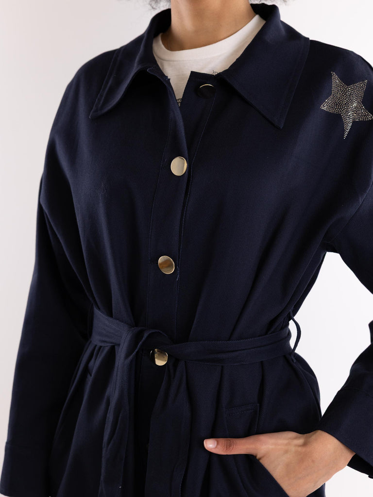 Trench donna fake blu BUS25114 BLU BRAND UNIQUE 