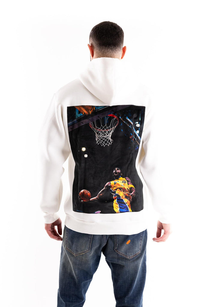 Felpa con cappuccio con stampa Fraom the back bianca HOODIE FROM THE BACKBIANCA BASTILLE 