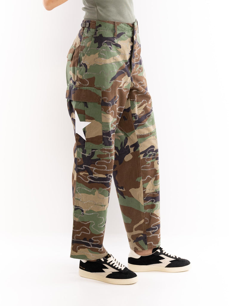 Pantalone donna cargo limited edition camouflage fake BUS25092 CAMOUFLAGE BRAND UNIQUE 